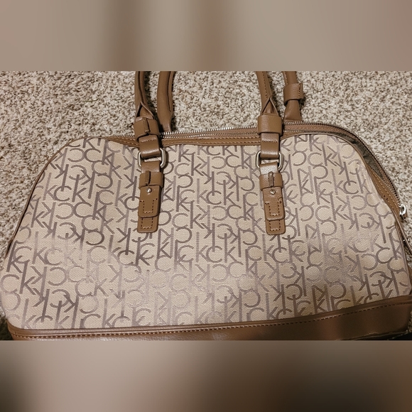 Calvin Klein Tan and Brown Monogram Satchel EUC - Picture 12 of 12